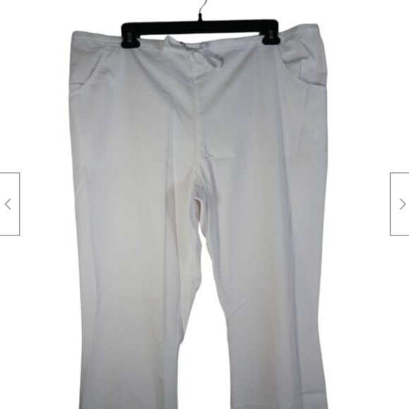 MAEVN White 9026 Scrub Pants Drawstring Back Elastic Flare Leg Size 3XL Waist 44 - Picture 3 of 9